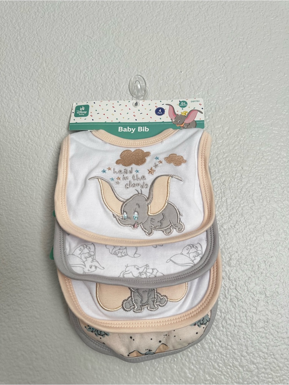 Disney Dumbo Baby Bib Set - White, Beige, Gray